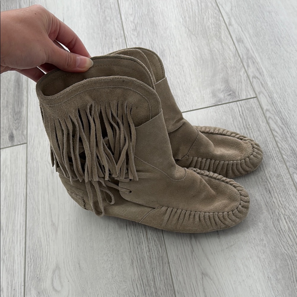 Jeffrey Campbell Vintage Leather Fringe Suede Ankle Booties